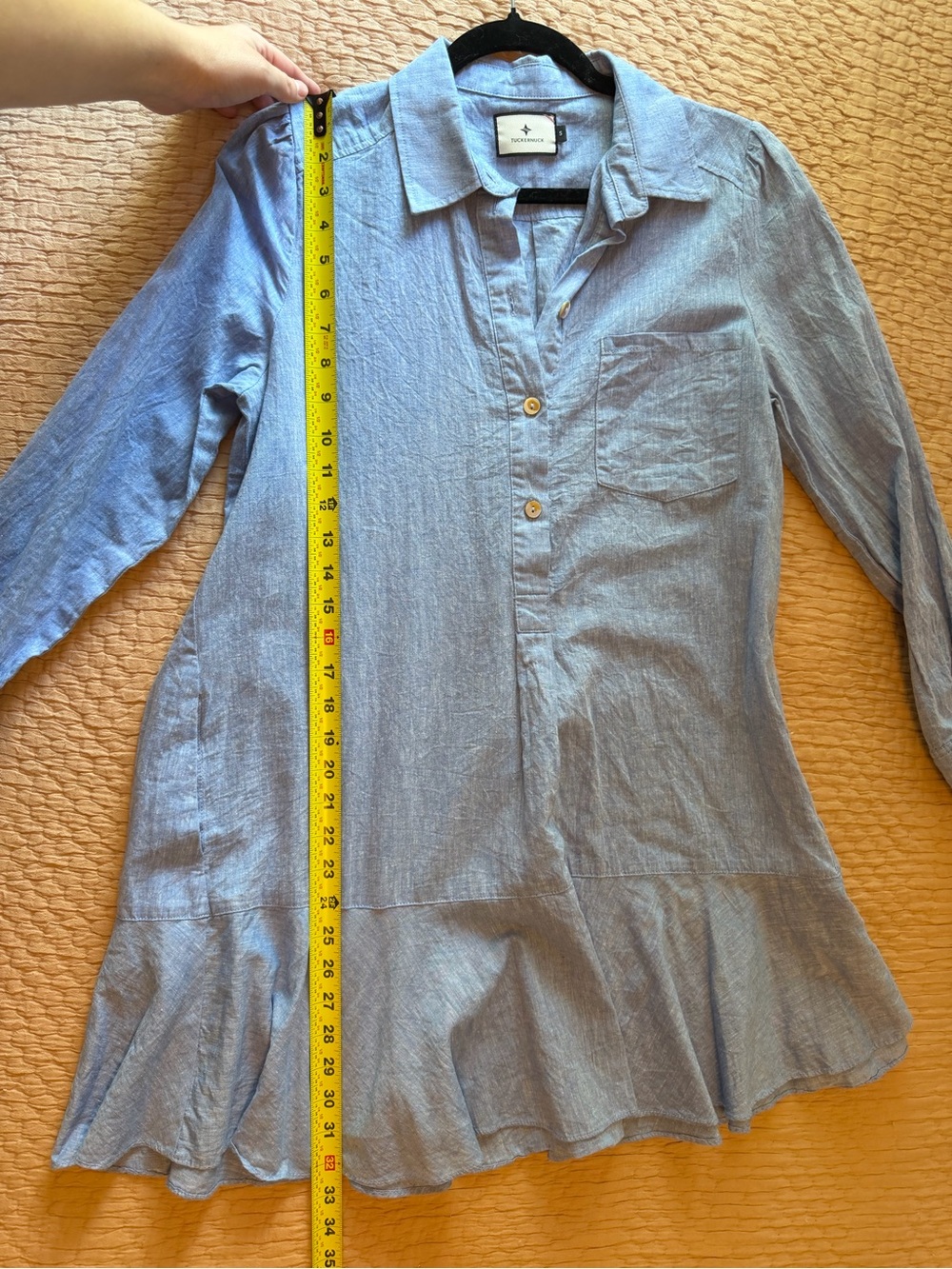 Tuckernuck Chambray Callahan Shirt Dress, Front Button, Collar, S, 100% Cotton - Picture 3 of 7